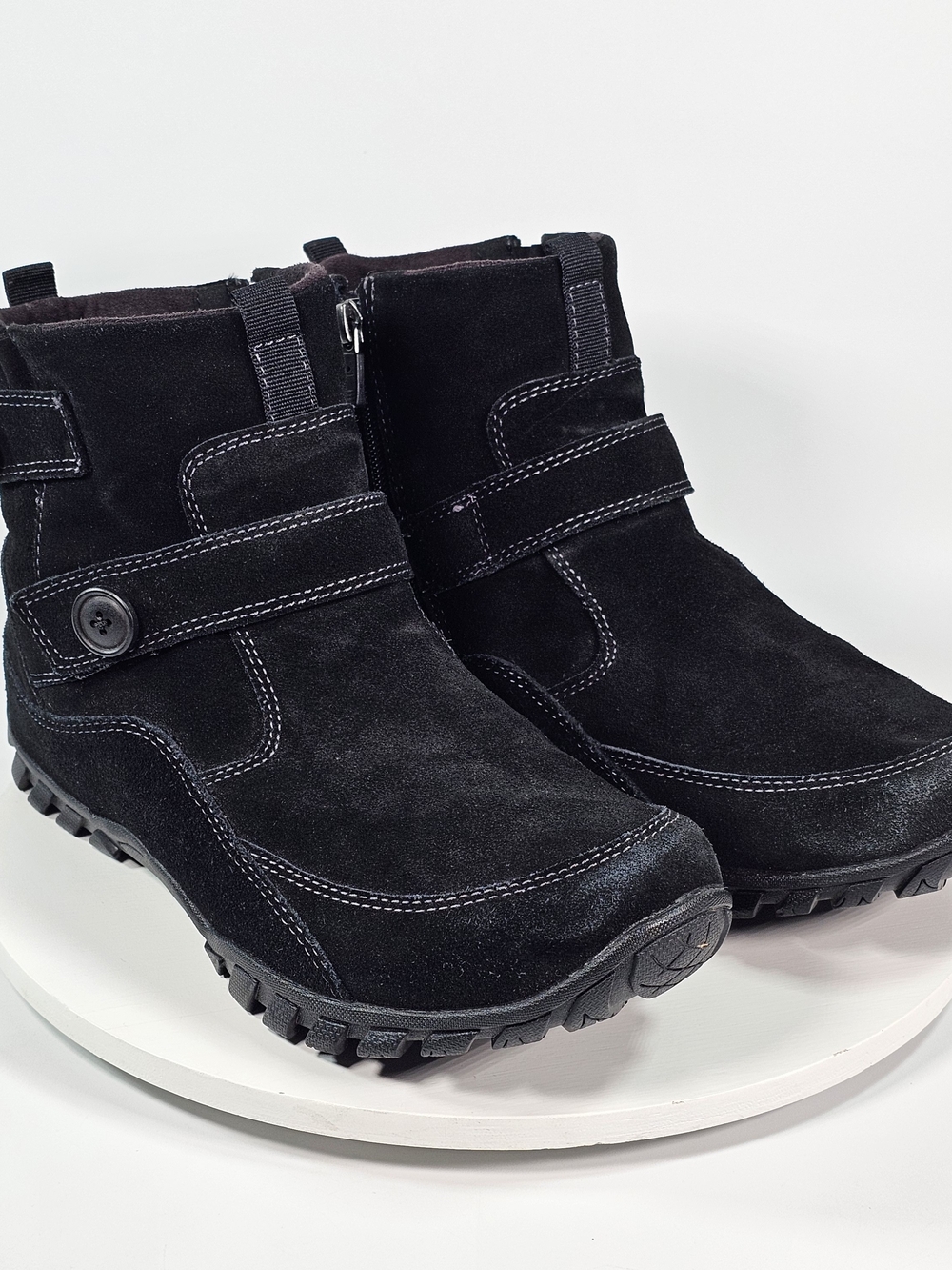 Women's Easy Spirit Explore Walking Black Boots Size 10 Ankle Shoes